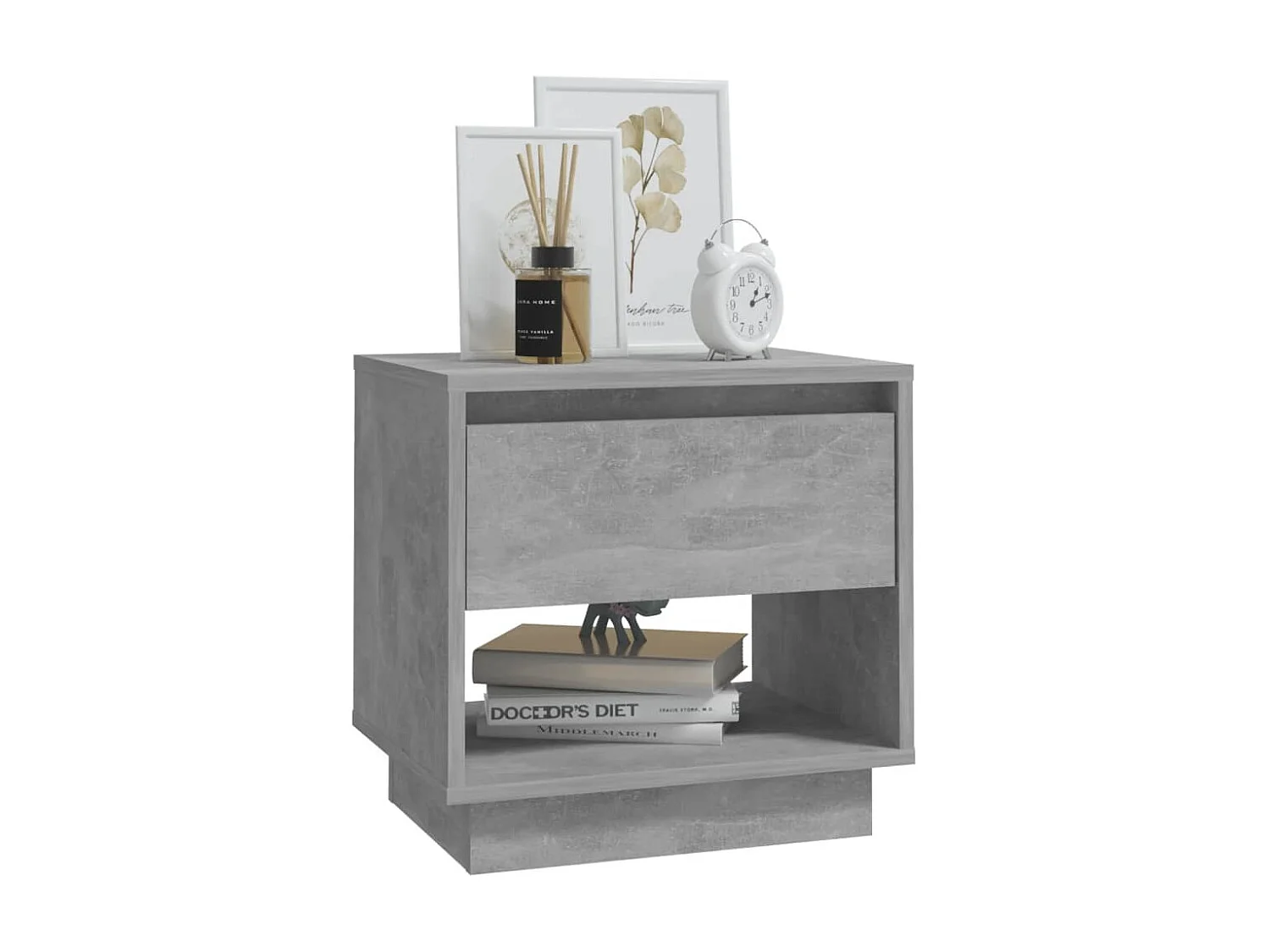 2er-Set Nachttische Nachtschrank Betongrau 45x34x44 cm Holzwerkstoff -RN30716