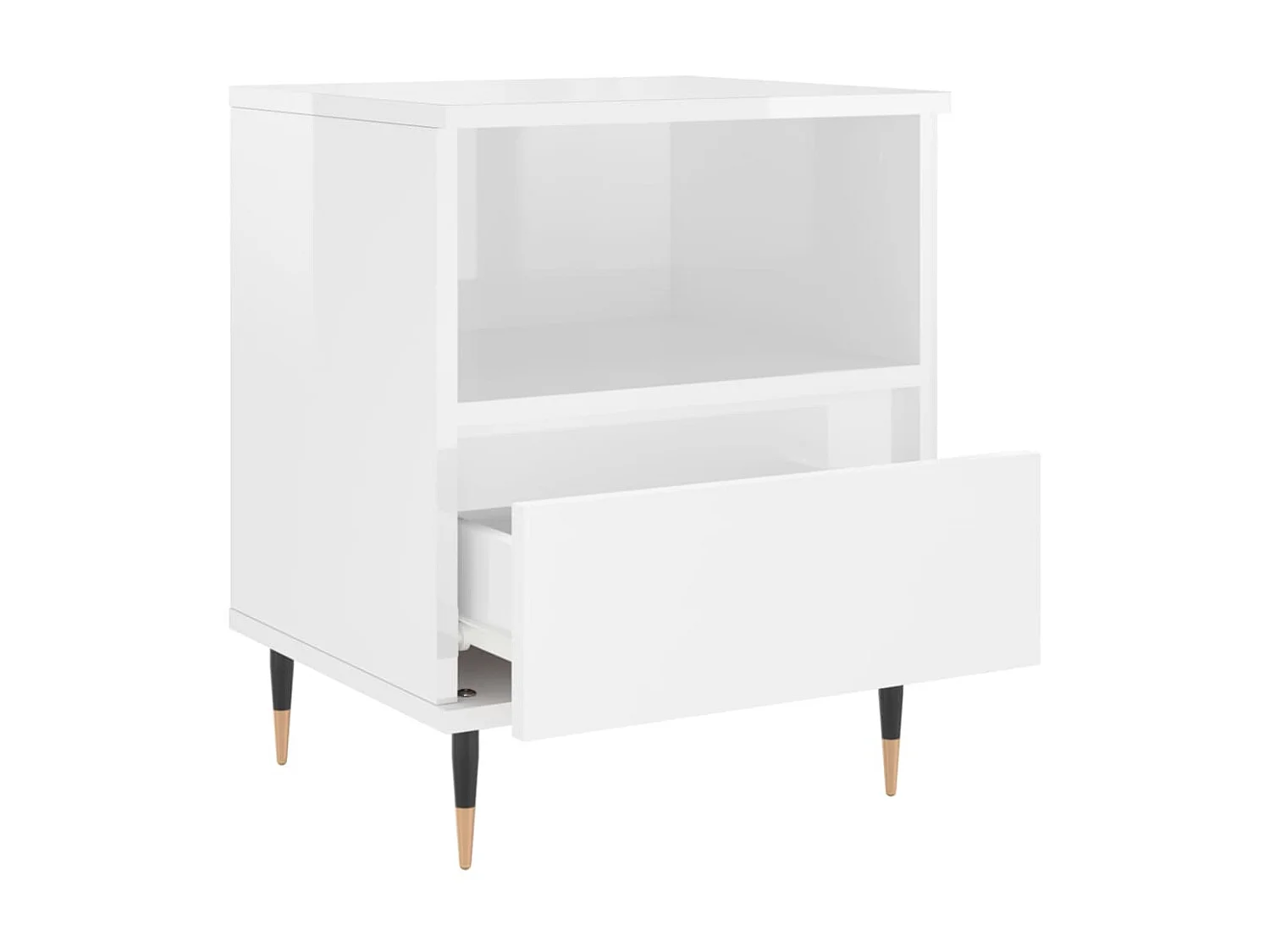 2er-Set Nachttische Nachtschrank Hochglanz-Weiß 40x35x50 cm Holzwerkstoff -RN91388