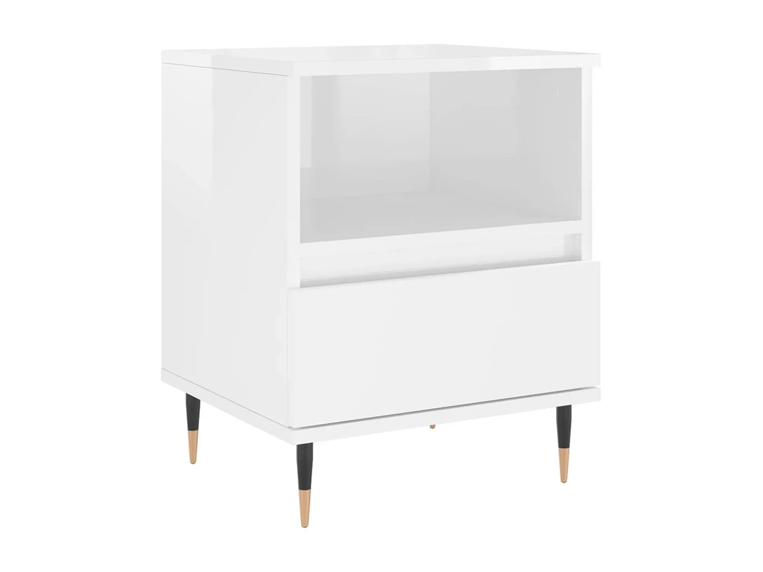 2er-Set Nachttische Nachtschrank Hochglanz-Weiß 40x35x50 cm Holzwerkstoff -RN91388