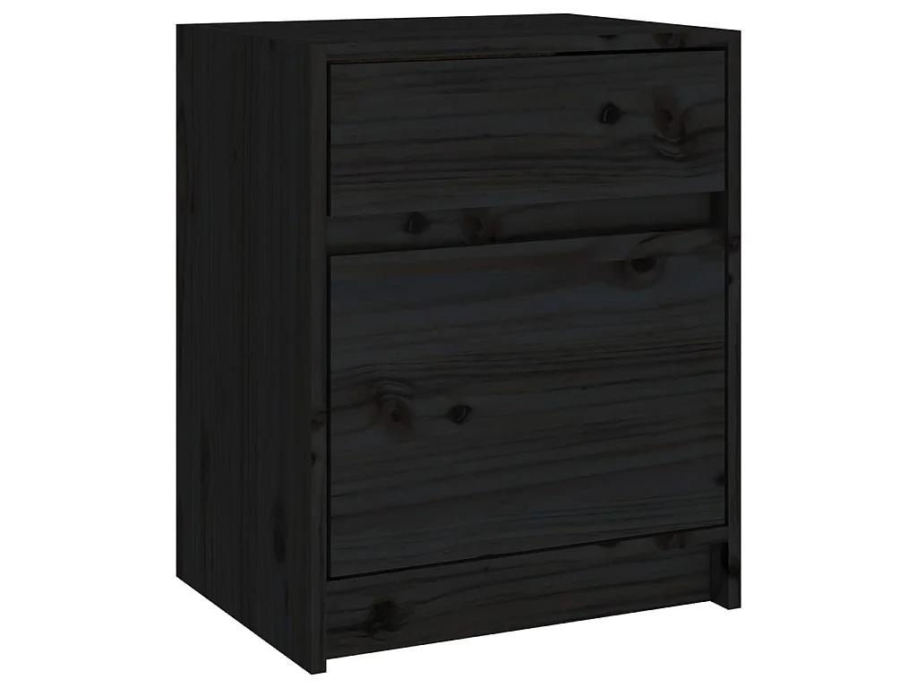 2er-Set Nachtschränke Nachttische Schwarz 40x31x50 cm Massivholz Kiefer -RN16173