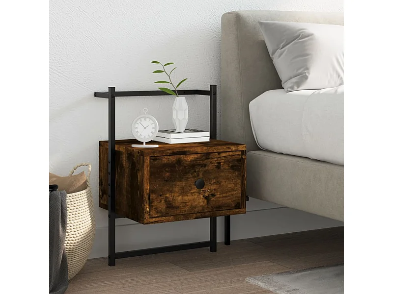 Wand-Nachttisch Nachtschrank Räuchereiche 35x30x51 cm Holzwerkstoff -RN72056