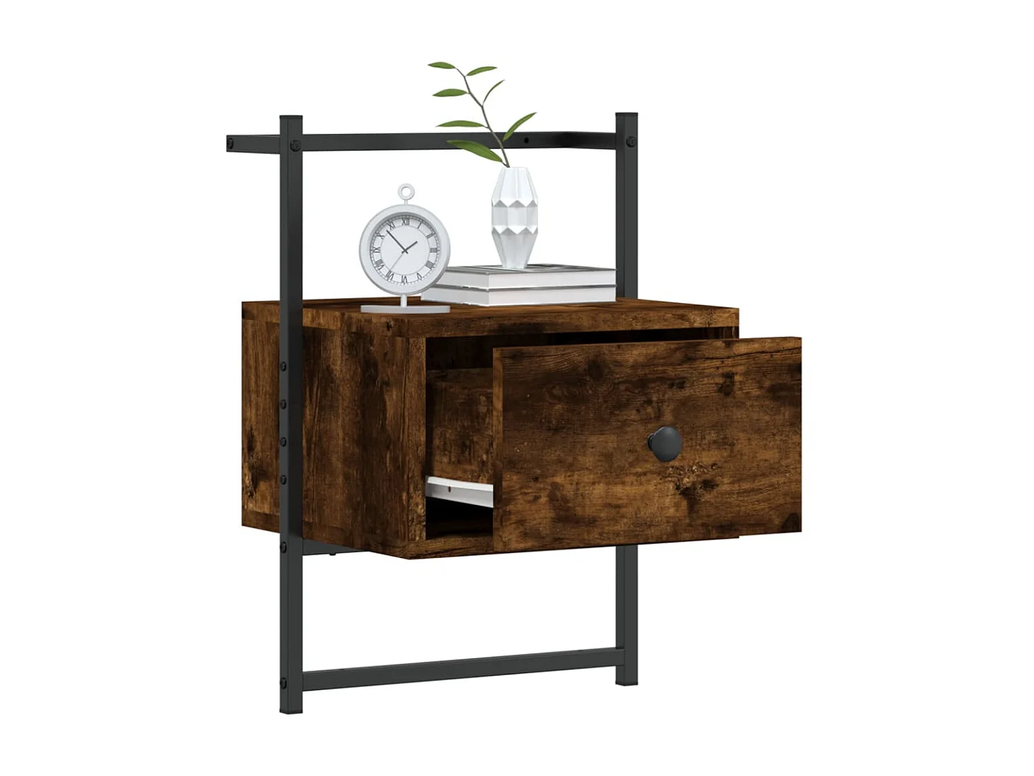 Wand-Nachttisch Nachtschrank Räuchereiche 35x30x51 cm Holzwerkstoff -RN72056