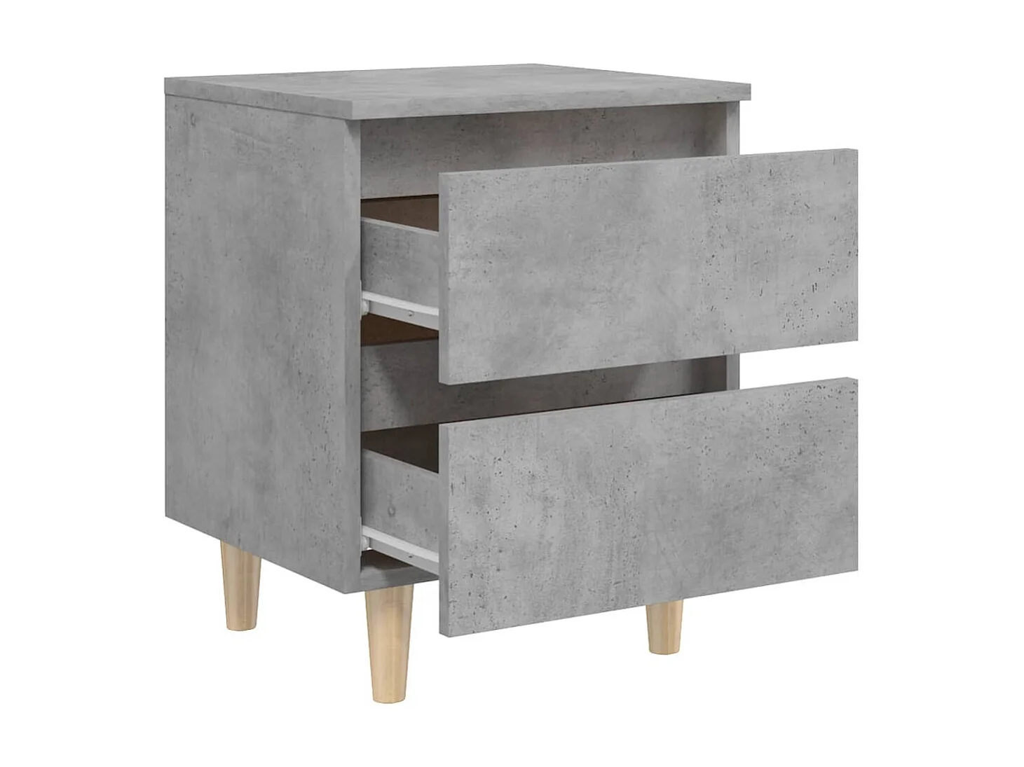 2er-Set Nachttische Nachtschrank mit Kiefernholz-Beinen Betongrau 40x35x50 cm -RN43943