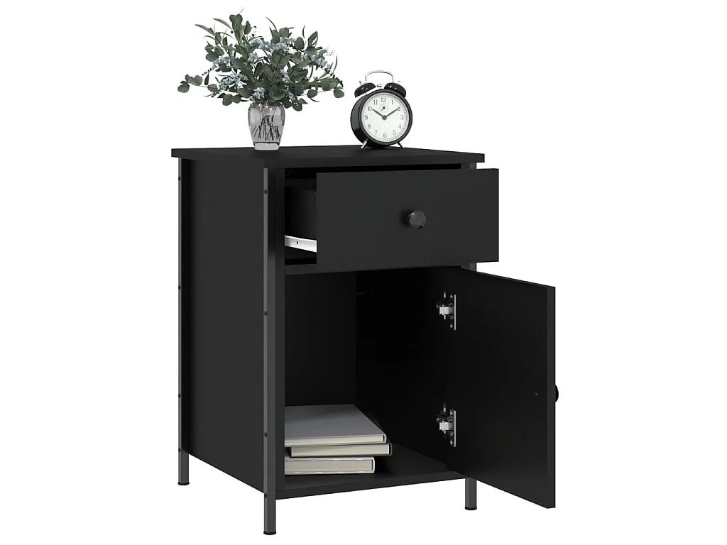 Nachttisch Nachtschrank Schwarz 40x42x60 cm Holzwerkstoff -RN78255