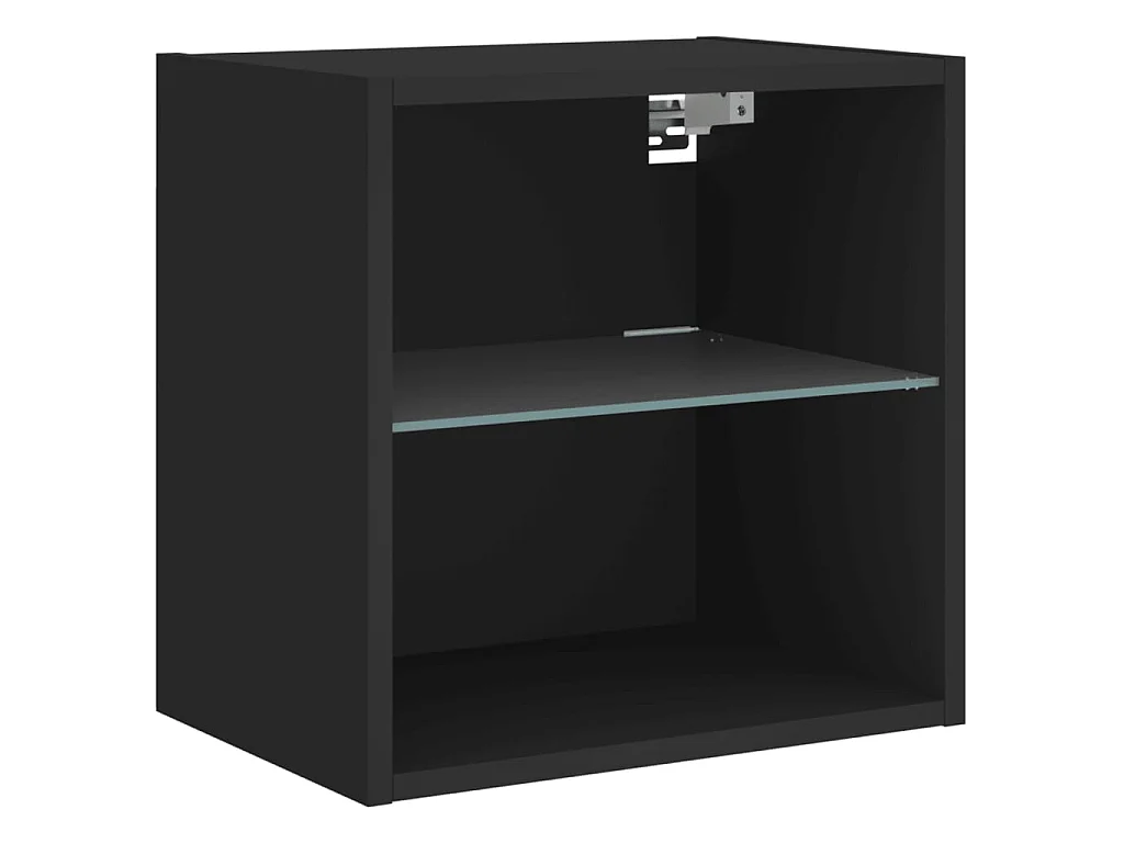 Wand-Nachttisch Nachtschrank mit LED-Leuchten Schwarz -RN75325