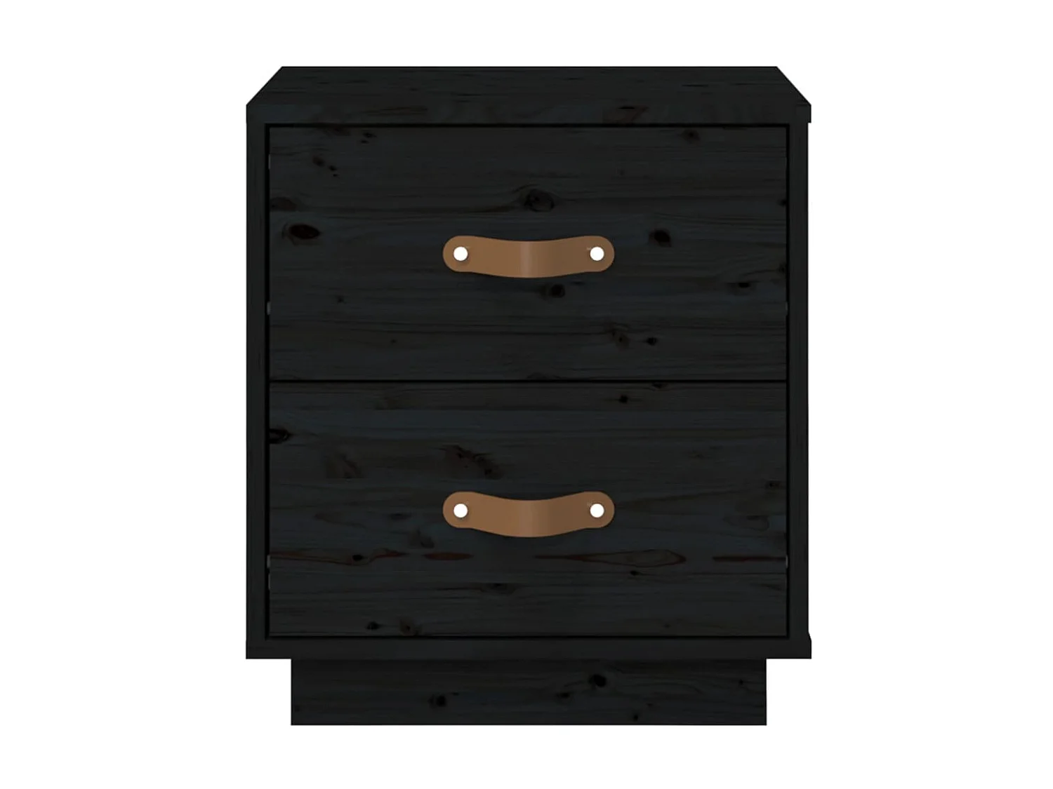 Nachttisch Nachtschrank Schwarz 40x34x45 cm Massivholz Kiefer -RN68258