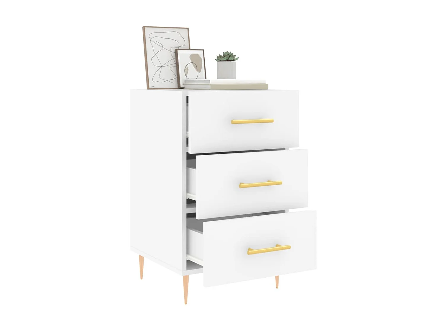 Nachttisch Nachtschrank Weiß 40x40x66 cm Holzwerkstoff -RN57816