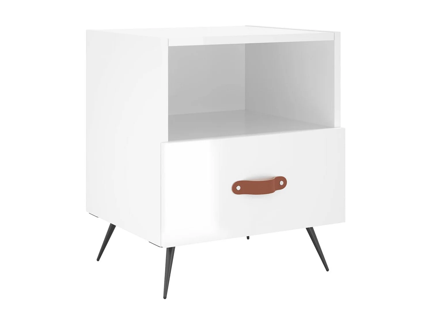 2er-Set Nachttische Nachtschrank Hochglanz-Weiß 40x35x47,5 cm Holzwerkstoff -RN10869