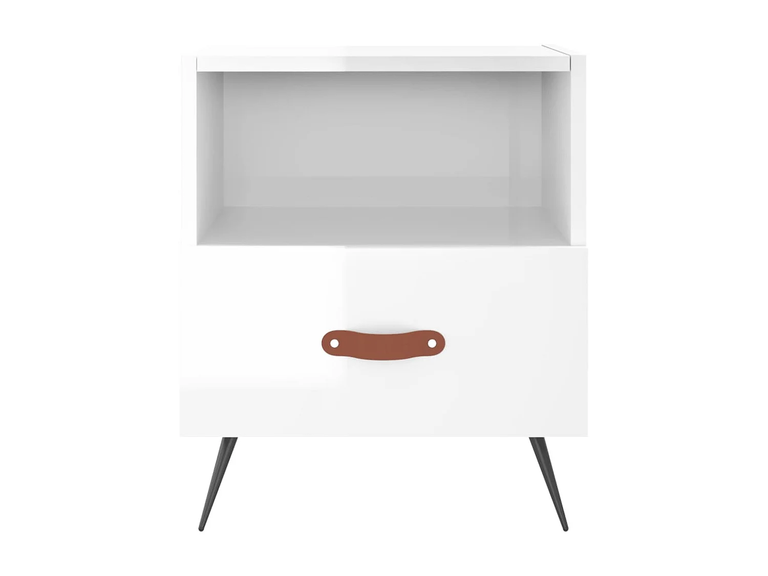 2er-Set Nachttische Nachtschrank Hochglanz-Weiß 40x35x47,5 cm Holzwerkstoff -RN10869