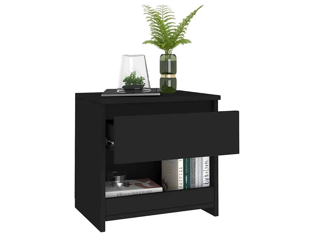 Nachttisch Nachtschrank Schwarz 40x30x39 cm Holzwerkstoff -RN82030
