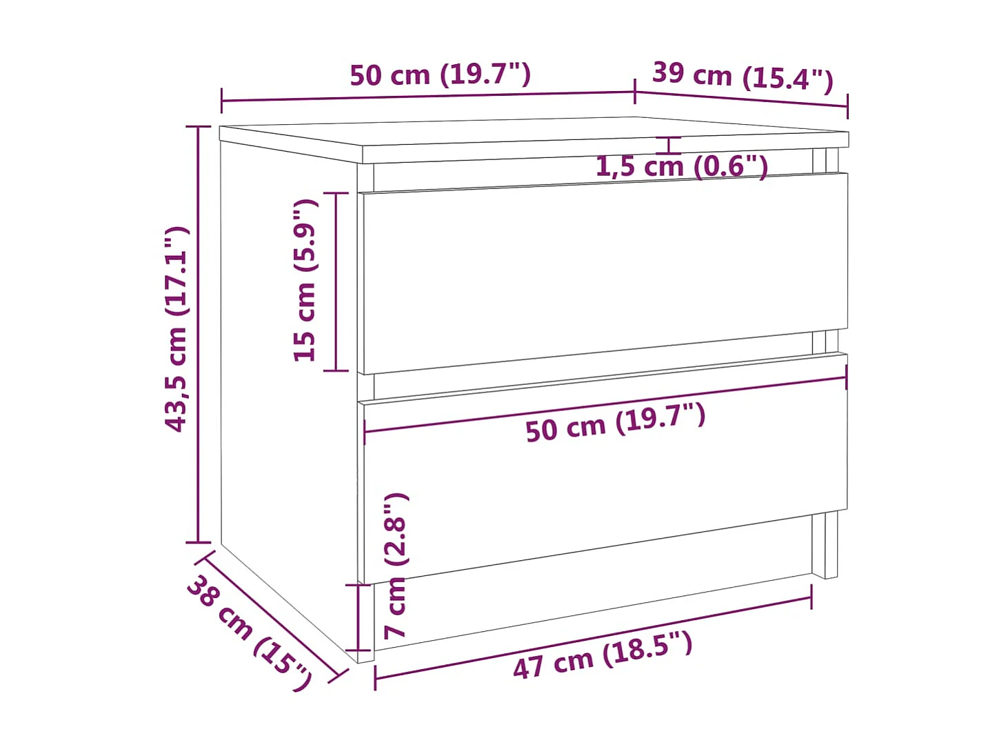 Nachttisch Nachtschrank Räuchereiche 50x39x43,5 cm Holzwerkstoff -RN58480