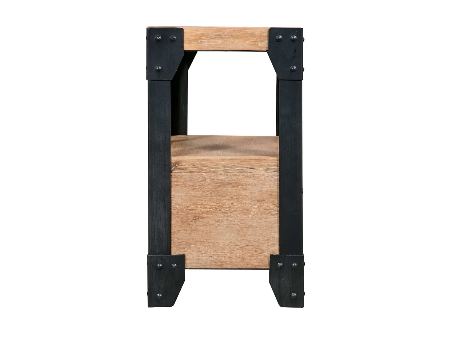 2er-Set Nachttische Nachtschrank Akazienholz Massiv Stahl 40 x 30 x 54 cm -RN76199