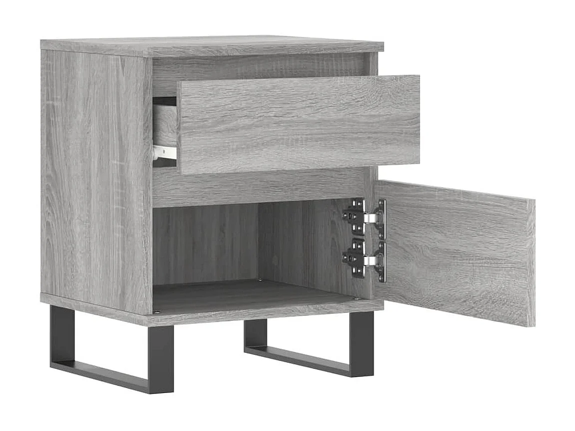 Nachttisch Grau Nachtschrank Sonoma 40x35x50 cm Holzwerkstoff -RN38574