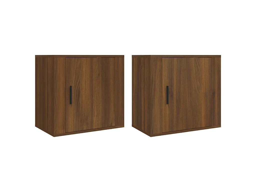 2er-Set Wand-Nachttische Nachtschrank Braun Eichen-Optik 50x30x47 cm -RN30707