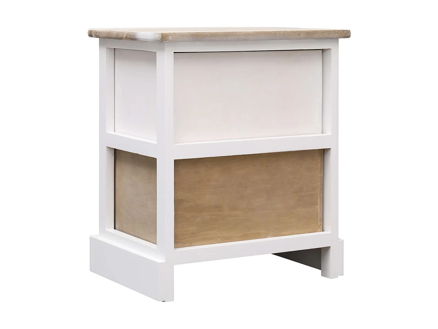 2er-Set Nachttische Nachtschrank Weiß und Natur 38×28×45 cm Paulownia-Holz -RN50805