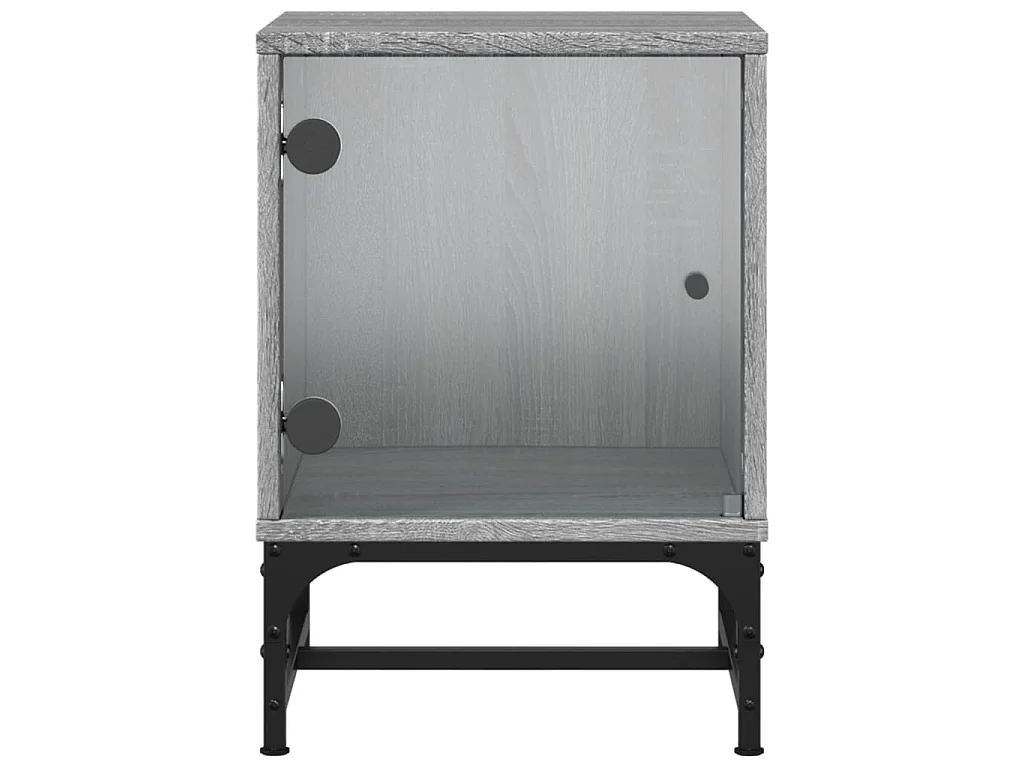2er-Set Nachttische Nachtschrank mit Glastüren Grau Sonoma 35x37x50 cm -RN76440