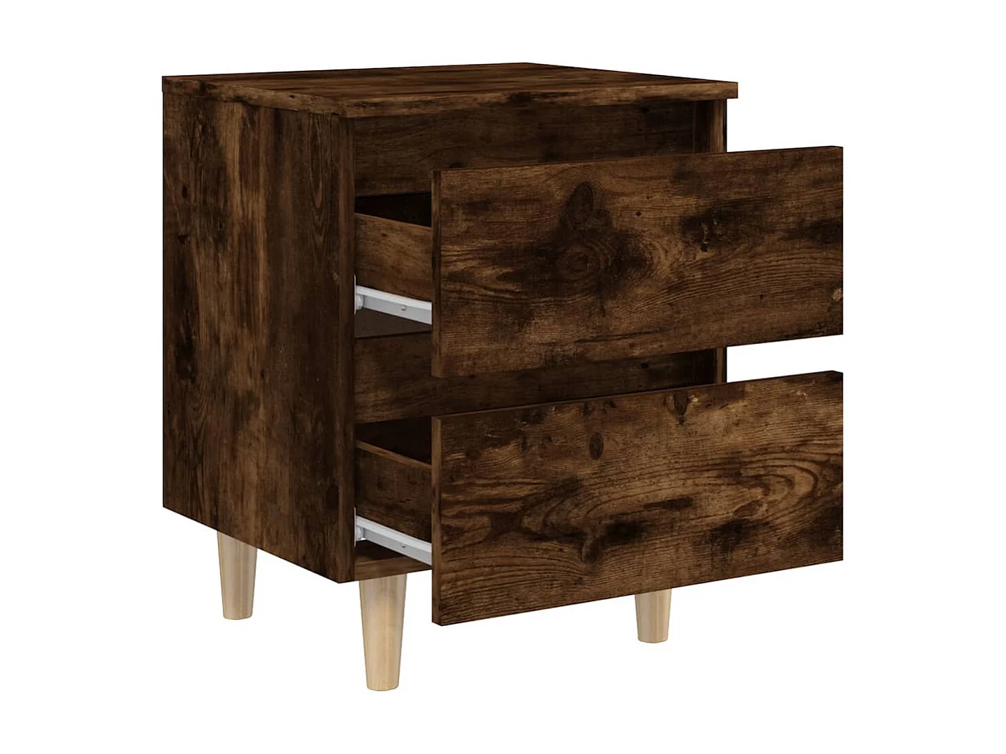 Nachttisch Nachtschrank mit Massivholz-Beinen Räuchereiche 40x35x50 cm -RN61926