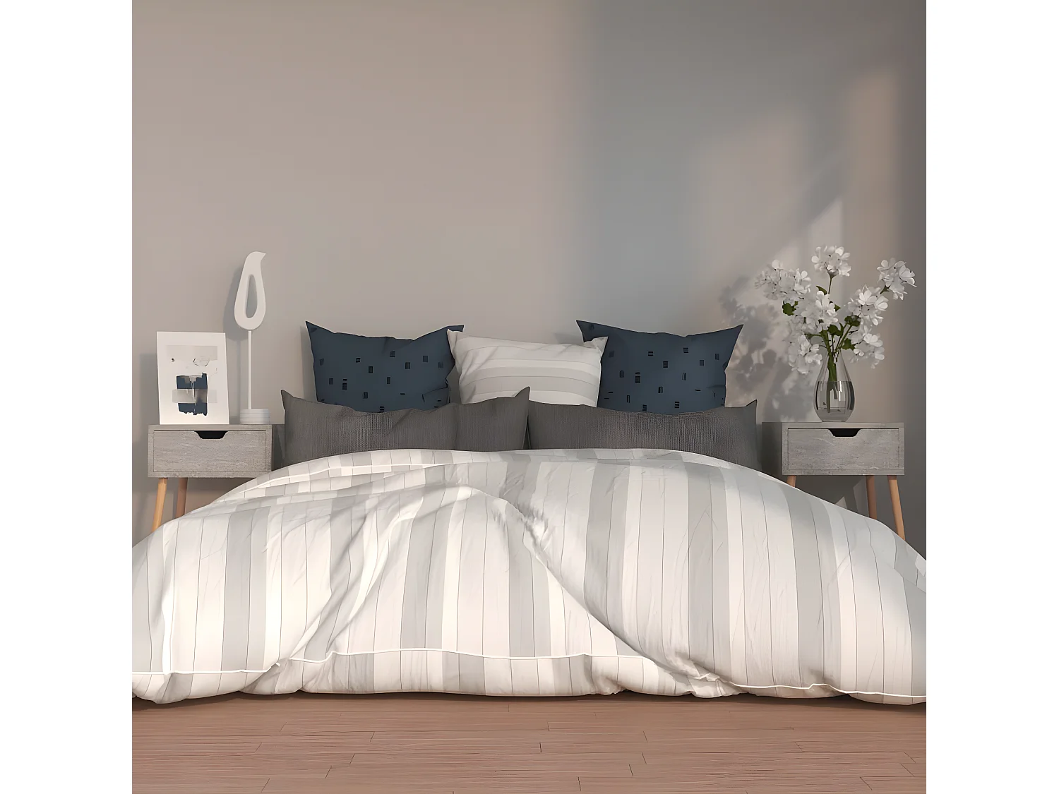 2er-Set Nachttische Nachtschrank Betongrau 40x40x56 cm Holzwerkstoff -RN88852