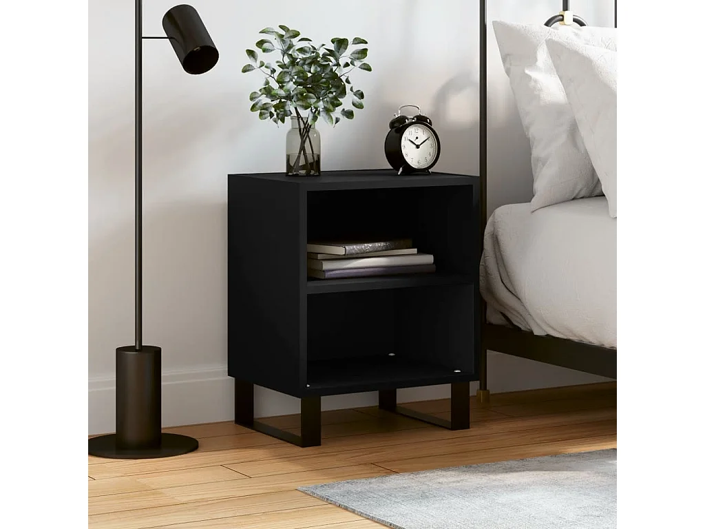 Nachttisch Nachtschrank Schwarz 40x30x50 cm Holzwerkstoff -RN44611