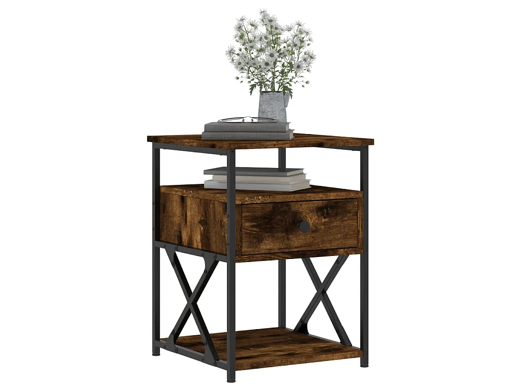 Nachttisch Nachtschrank Räuchereiche 40x42x55 cm Holzwerkstoff -RN66554