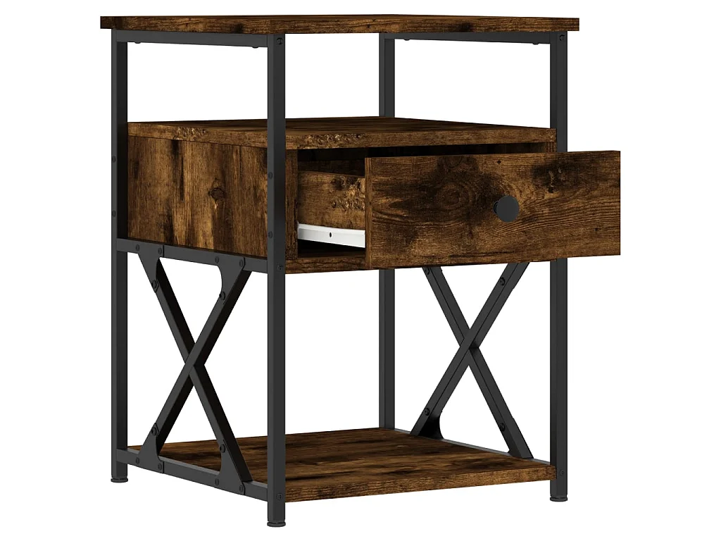 Nachttisch Nachtschrank Räuchereiche 40x42x55 cm Holzwerkstoff -RN66554