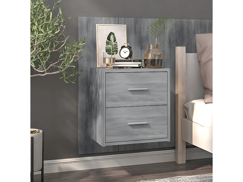 Wand-Nachttisch Grau Nachtschrank Sonoma -RN18033