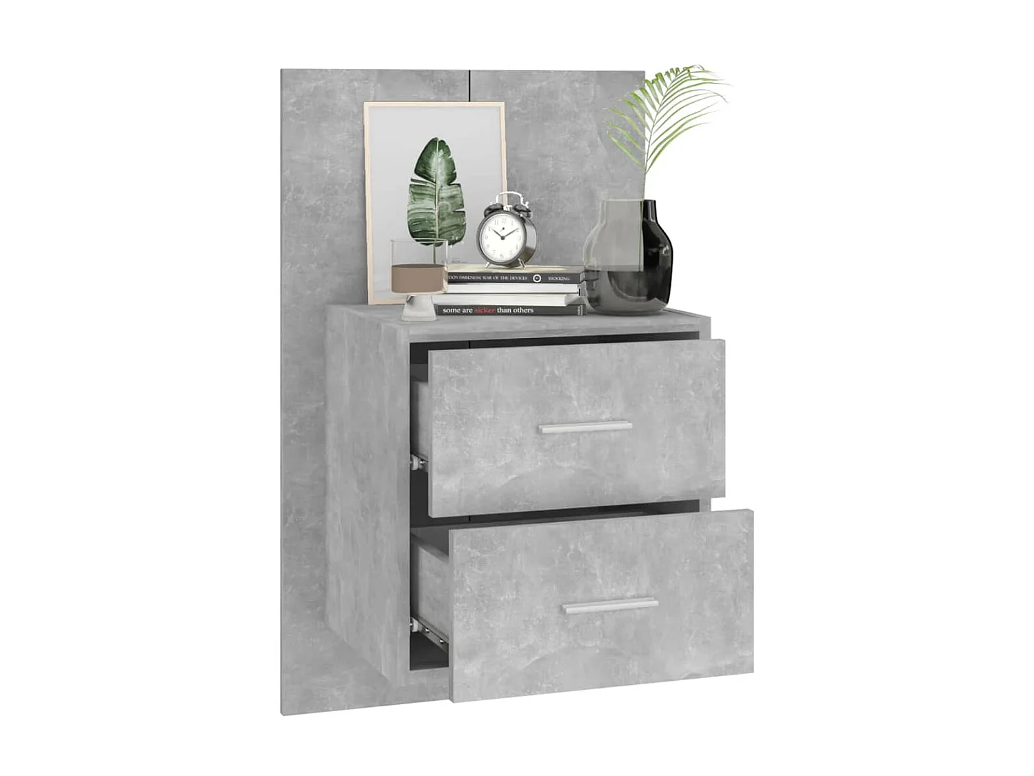 2er-Set Wand-Nachttische Nachtschrank Betongrau -RN43827