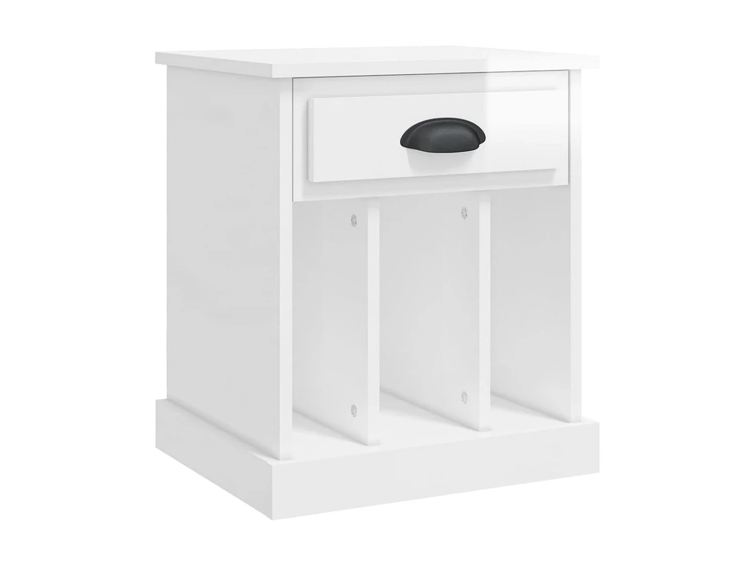 2er-Set Nachttische Nachtschrank Hochglanz-Weiß 43x36x50 cm -RN22244