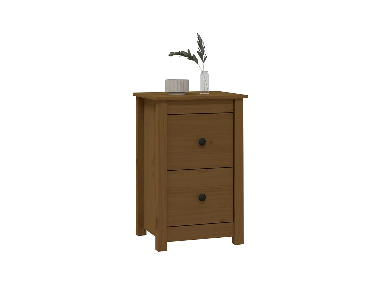 Nachttisch Nachtschrank Honigbraun 40x35x61,5 cm Massivholz Kiefer -RN52404