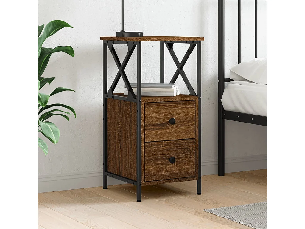 Nachttisch Nachtschrank Braun Eichen-Optik 34x35,5x70 cm Holzwerkstoff -RN68762