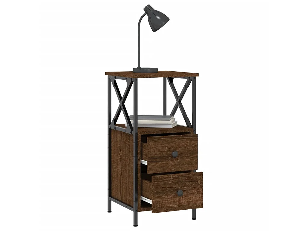 Nachttisch Nachtschrank Braun Eichen-Optik 34x35,5x70 cm Holzwerkstoff -RN68762