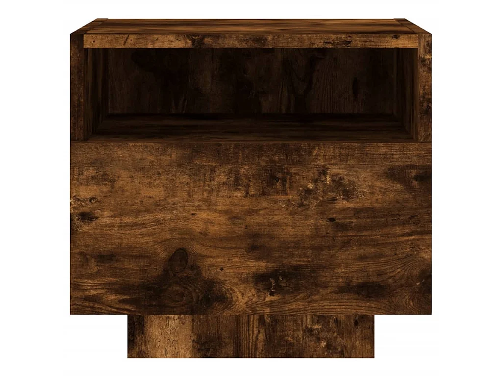 Nachttisch Nachtschrank mit LED-Leuchten Räuchereiche 40x39x37 cm -RN38177