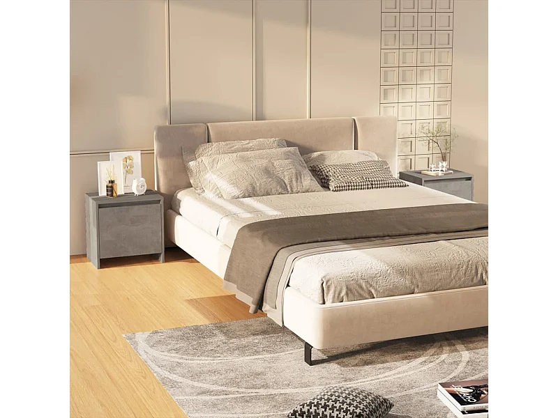 2er-Set Nachttische Nachtschrank Betongrau 45x34x44,5 cm Holzwerkstoff -RN61886