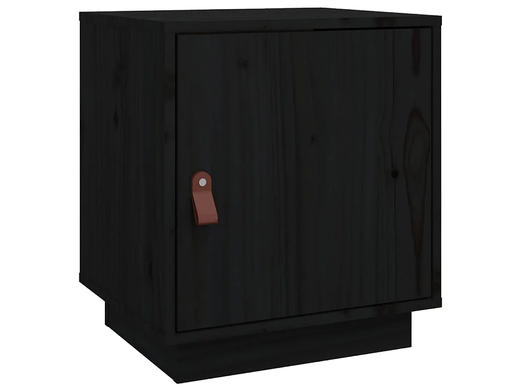 Nachttisch Nachtschrank Schwarz 40x34x45 cm Massivholz Kiefer -RN56443