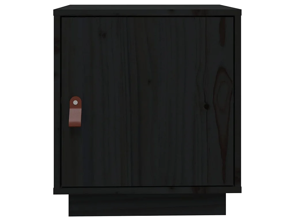 Nachttisch Nachtschrank Schwarz 40x34x45 cm Massivholz Kiefer -RN56443
