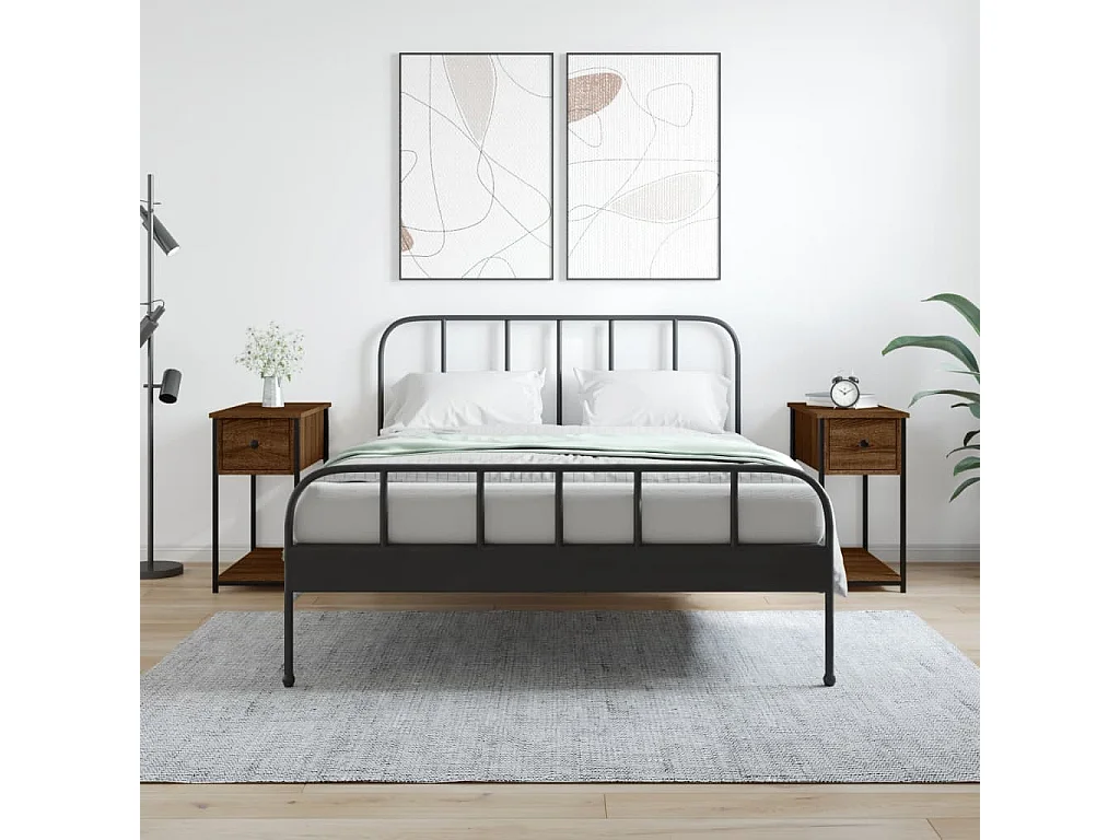 2er-Set Nachttische Nachtschrank Braun Eichen-Optik 30x60x60 cm Holzwerkstoff -RN66625