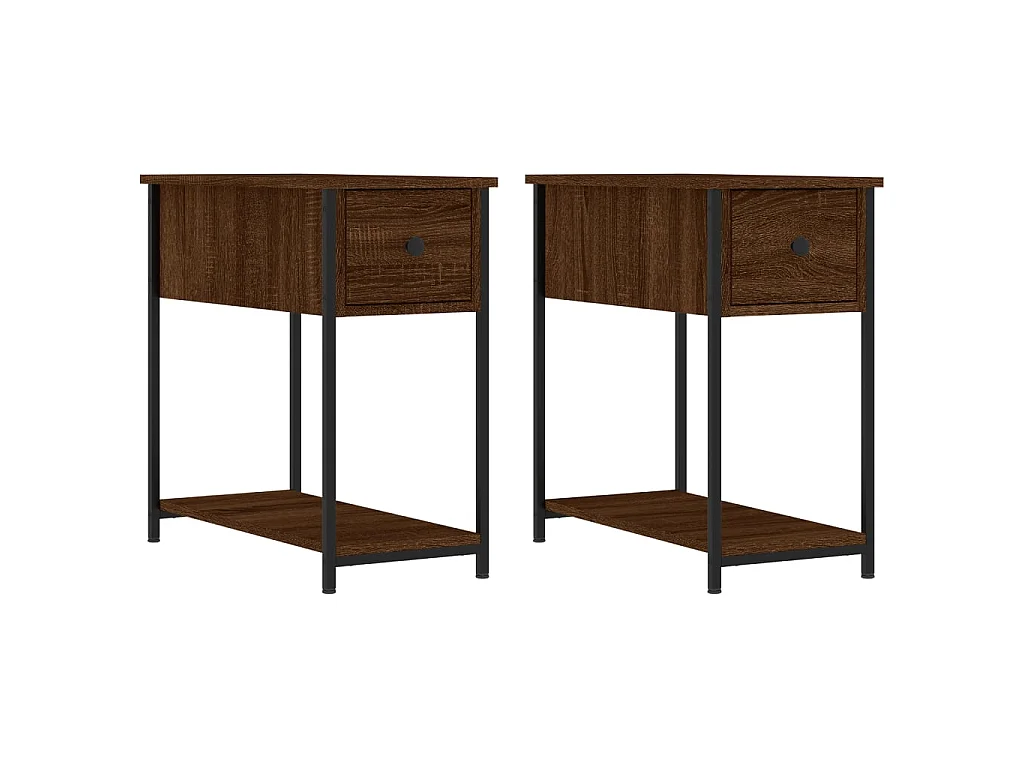 2er-Set Nachttische Nachtschrank Braun Eichen-Optik 30x60x60 cm Holzwerkstoff -RN66625