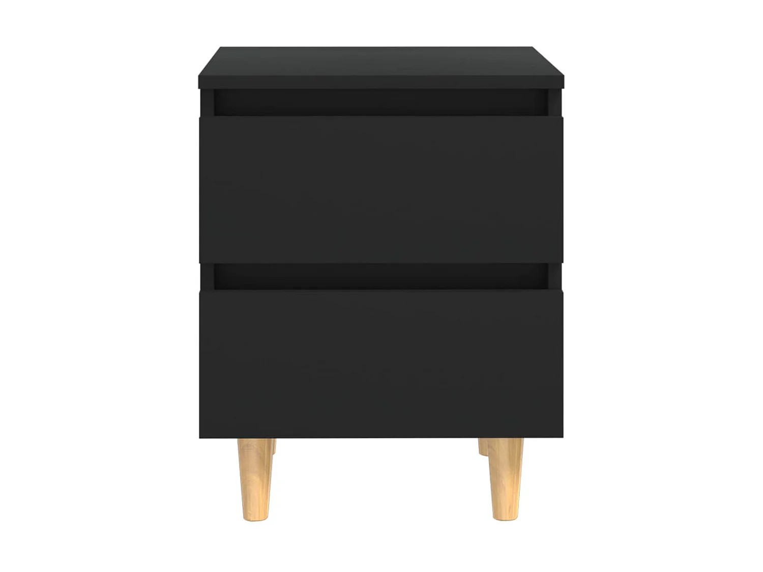 Nachttisch Nachtschrank mit Kiefernholz-Beinen Schwarz 40x35x50 cm -RN50521