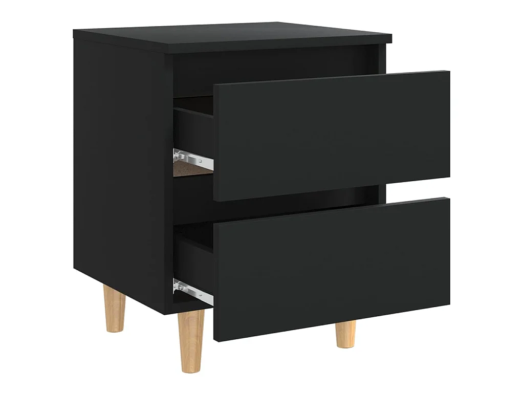 Nachttisch Nachtschrank mit Kiefernholz-Beinen Schwarz 40x35x50 cm -RN50521