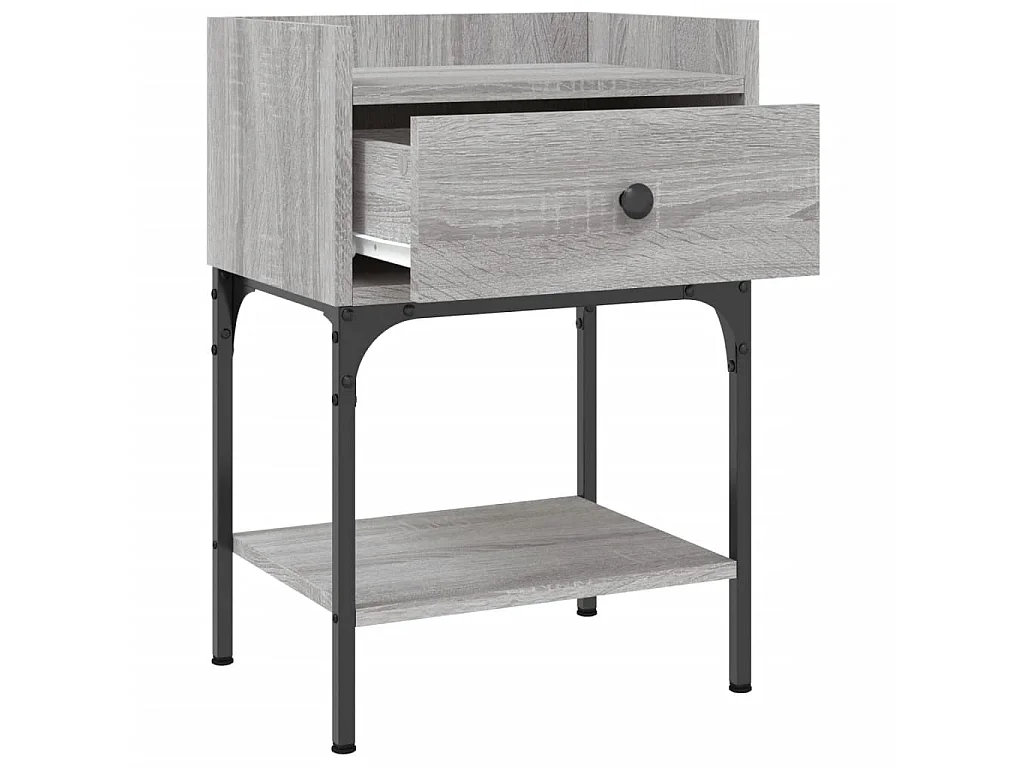 Nachttisch Grau Nachtschrank Sonoma-Eiche 40,5x31x60 cm Holzwerkstoff -RN60103