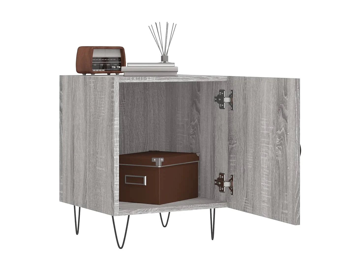 2er-Set Nachttische Nachtschrank Grau Sonoma 40x40x50 cm Holzwerkstoff -RN95910