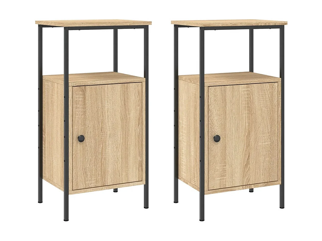 2er-Set Nachttische Nachtschrank Sonoma-Eiche 41x31x80 cm Holzwerkstoff -RN13715