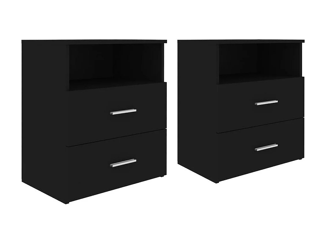 2er-Set Nachttische Nachtschrank Schwarz 50x32x60 cm -RN63550