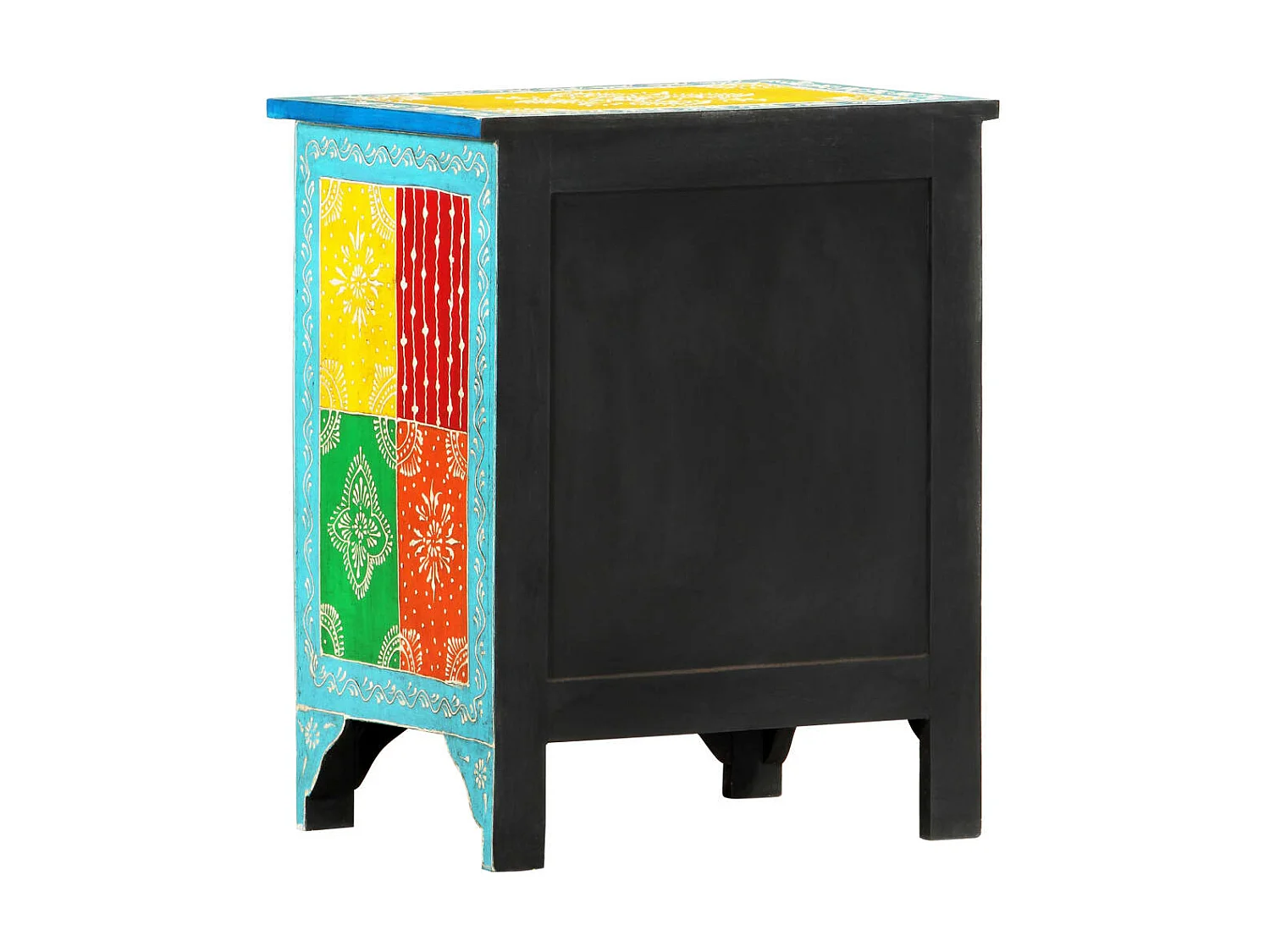 Handbemalter Nachttisch Nachtschrank 40×30×50 cm Mango Massivholz -RN25627