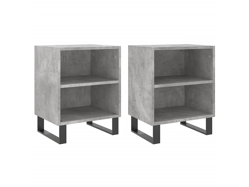 2er-Set Nachttische Nachtschrank Betongrau 40x30x50 cm Holzwerkstoff -RN45313