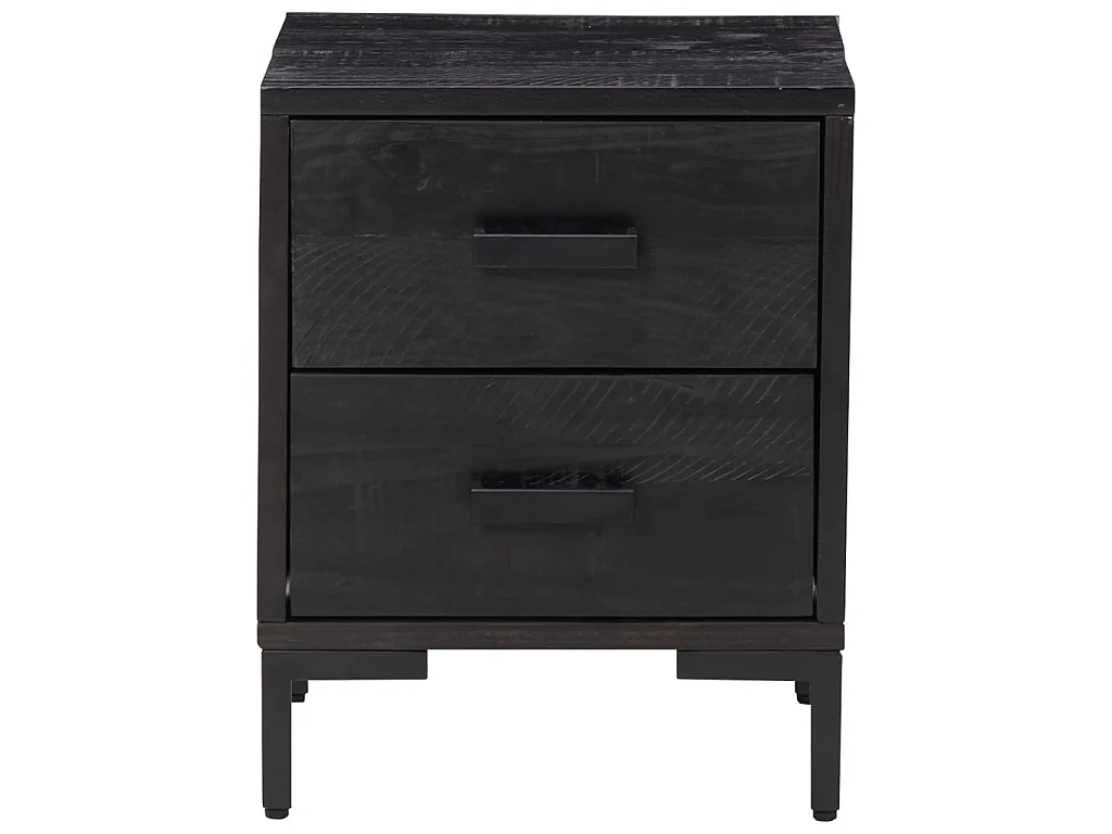 2er-Set Nachttische Nachtschrank Schwarz 36x30x45 cm Massivholz Kiefer -RN19041