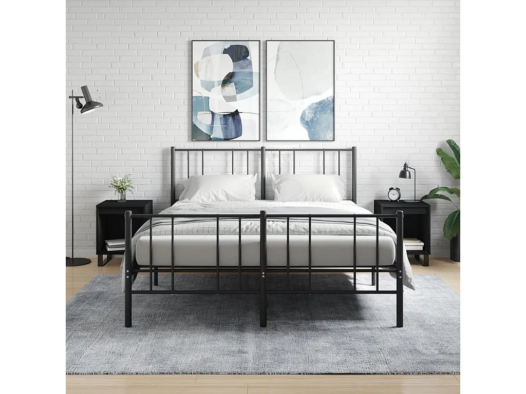 2er-Set Nachttische Nachtschrank Schwarz 40x35x50 cm Holzwerkstoff -RN81804