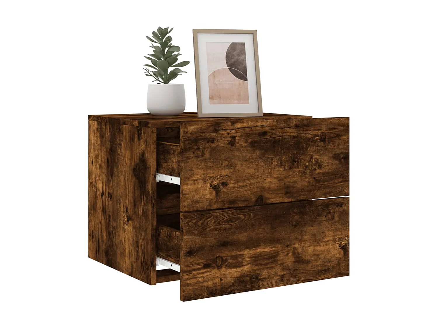 2er-Set Wand-Nachttische Nachtschrank mit LED-Leuchten Räuchereiche -RN22965