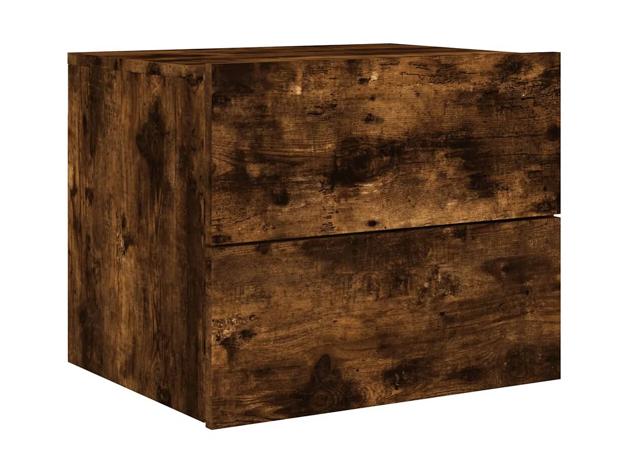 2er-Set Wand-Nachttische Nachtschrank mit LED-Leuchten Räuchereiche -RN22965