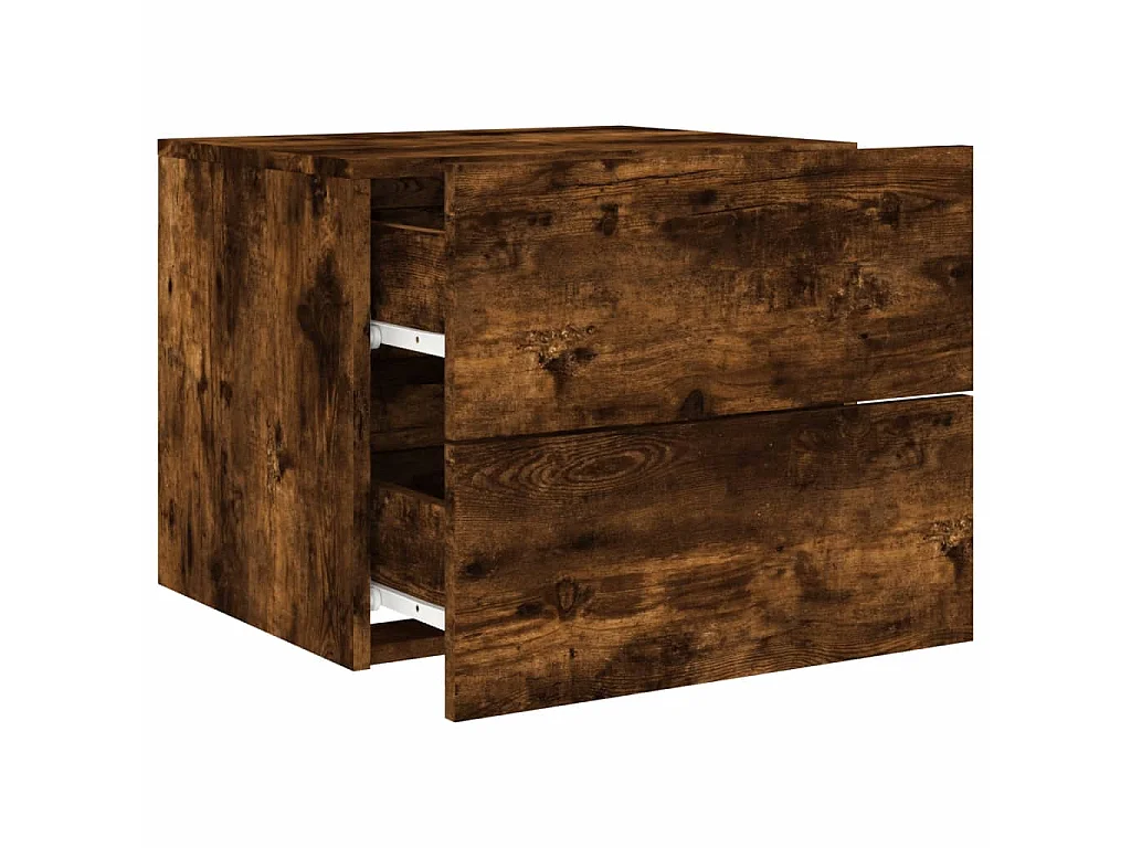 2er-Set Wand-Nachttische Nachtschrank mit LED-Leuchten Räuchereiche -RN22965